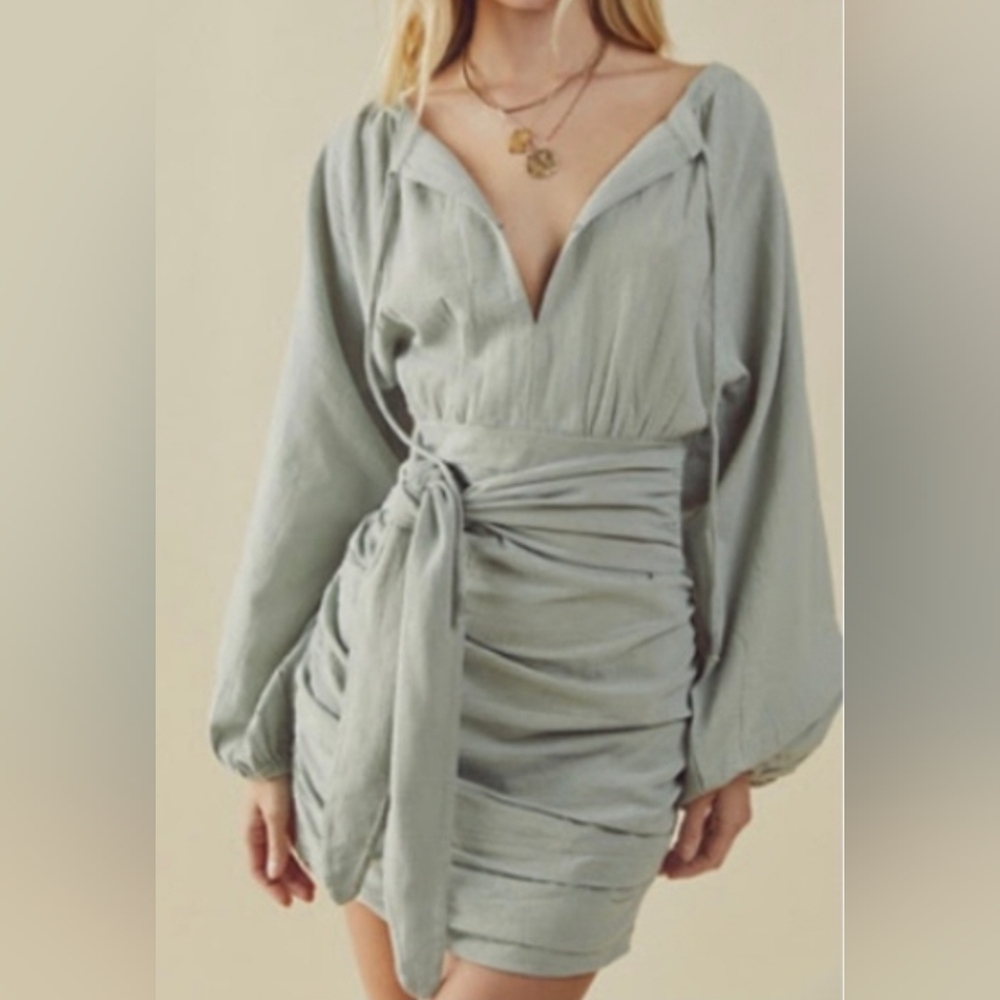 Free People Soft Green/Grey Mini Dress